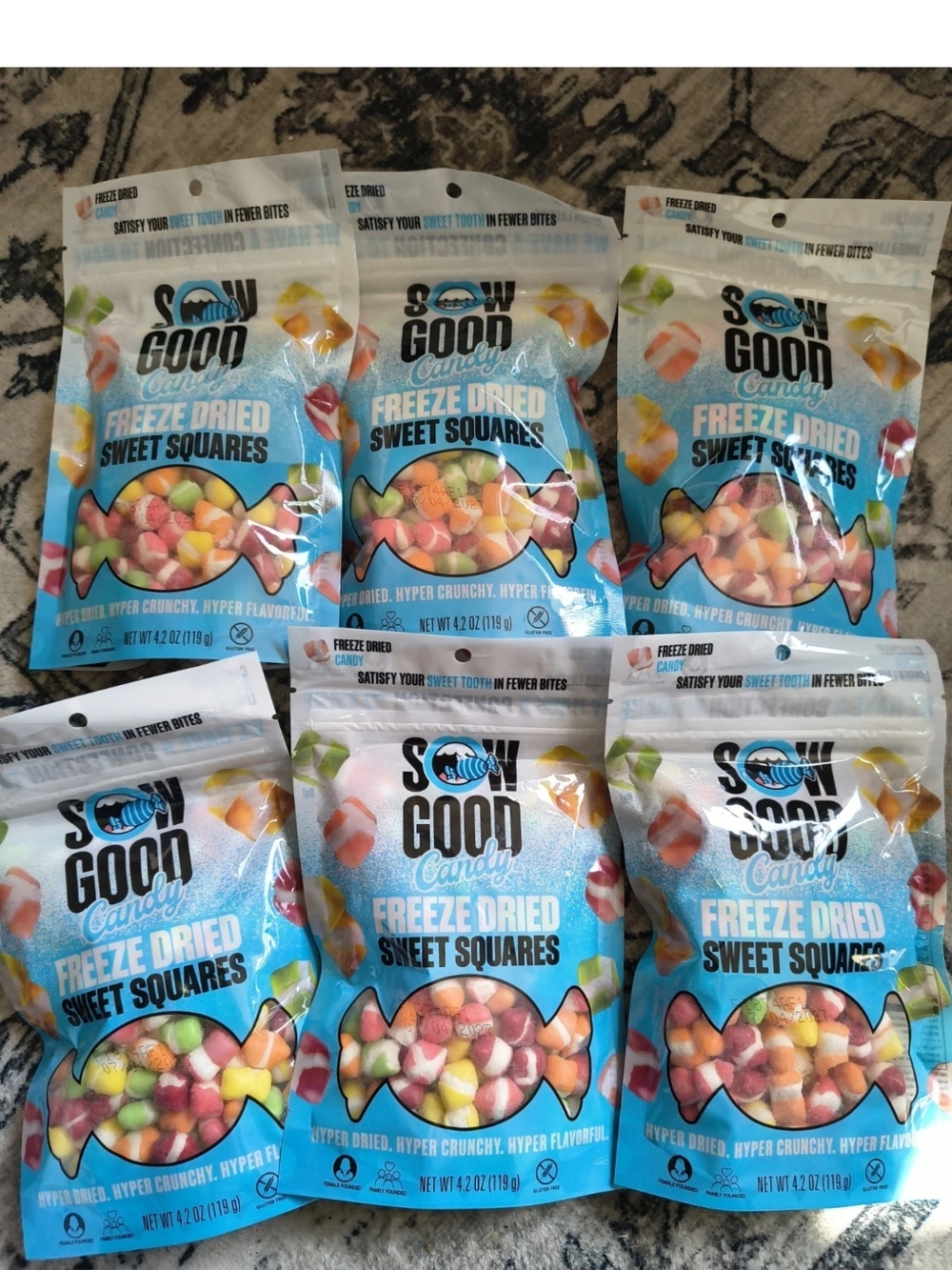Sow Good Candy Freeze Dried Sweet Squares 4.2oz Pack of 6 BB 07/04/2027